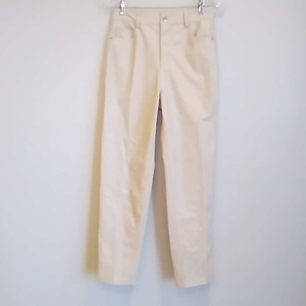 NWOT ZARA Ecru faux leather Mid Rise Straight Leg Pants Size 2 - Picture 4 of 15